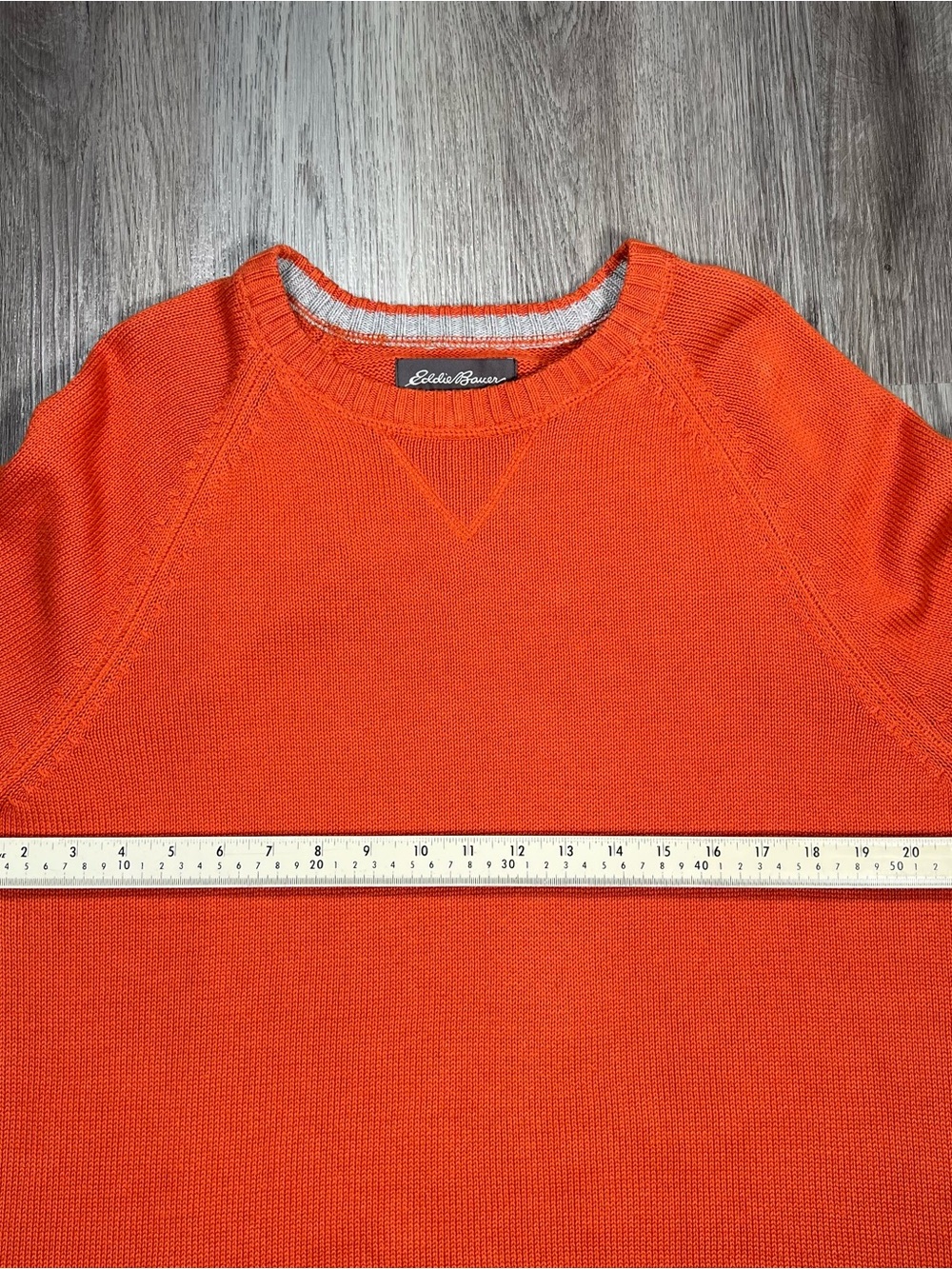 Vintage Eddie Bauer Sweater Men’s L Orange Knit Crew Neck Cotton Fall Pullover - Picture 7 of 8